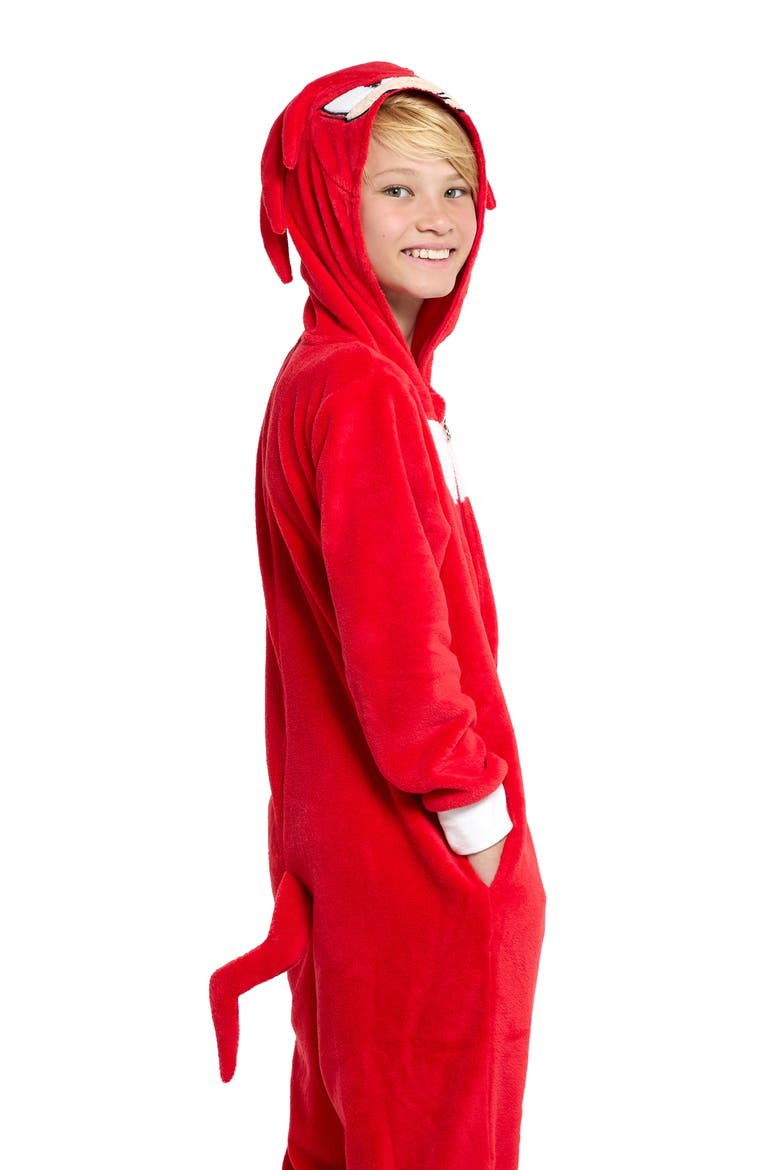 Kids' Sonic the Hedgehog® One-Piece Hooded Jumpsuit, Alternate, color, RED