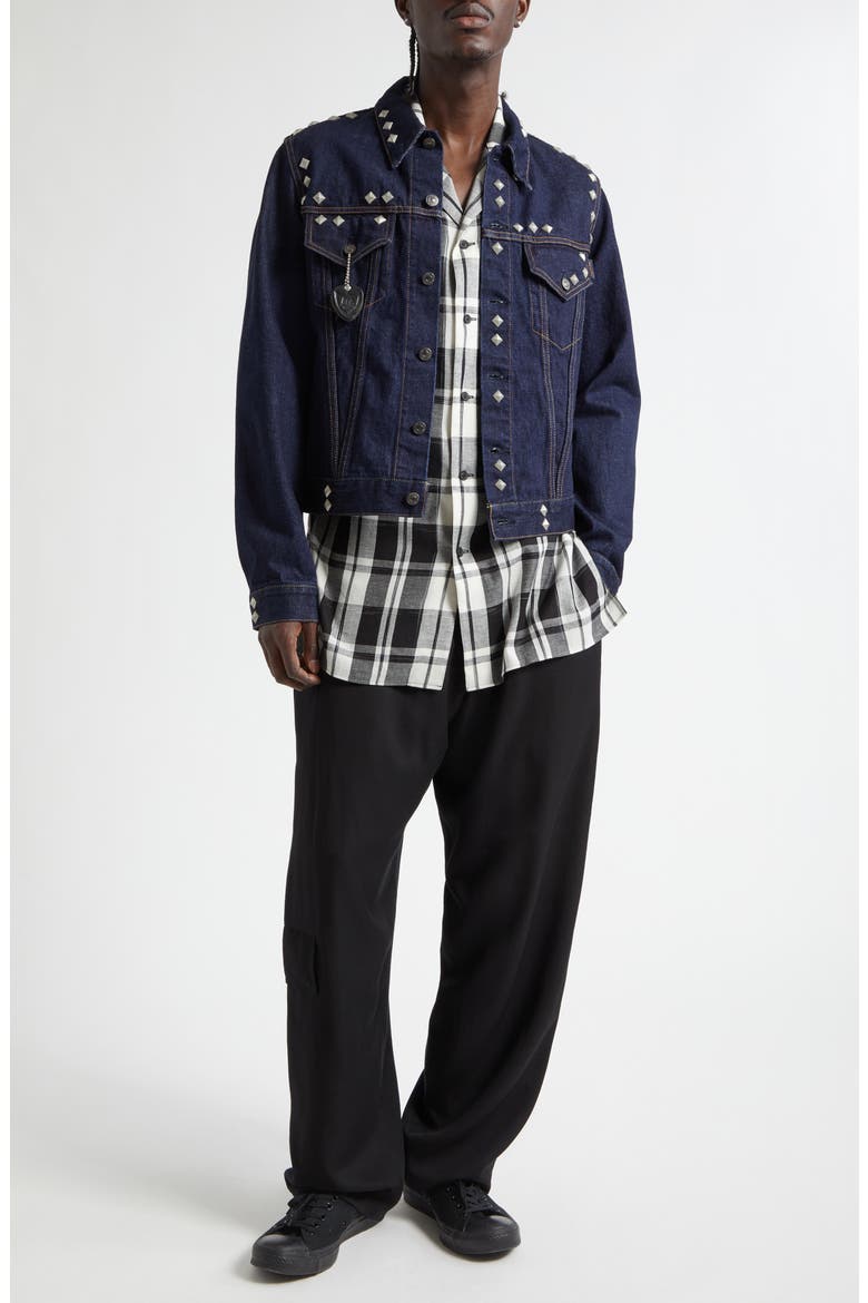 Studded HTC Denim Trucker Jacket, Alternate, color, BLUE