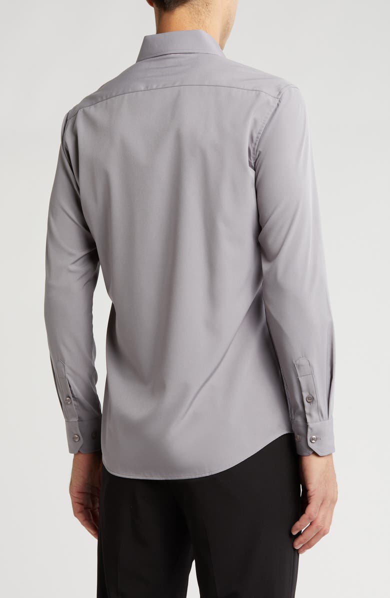 TOM BAINE Slim Fit Solid Wrinkle Resistant Performance Stretch Button-Up Shirt, Alternate, color, Silver