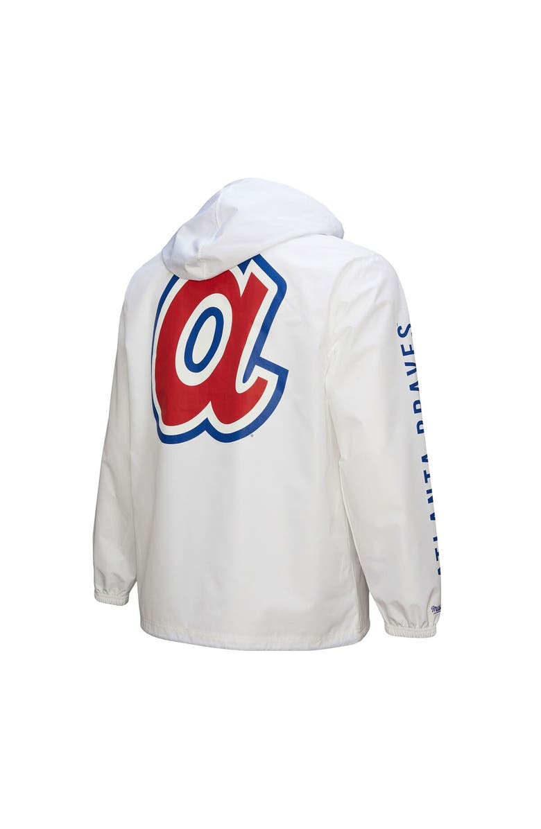 Mitchell & Ness Men's Mitchell & Ness White Atlanta Braves Vintage Full-Snap Hooded Coaches Jacket, Alternate, color, 