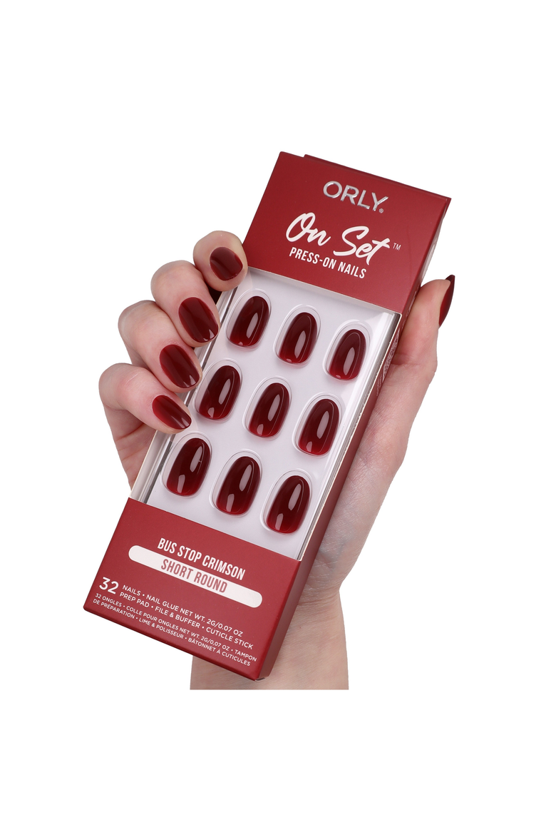 Bus Stop Crimson Solid Press-On Nails, Alternate, color, None