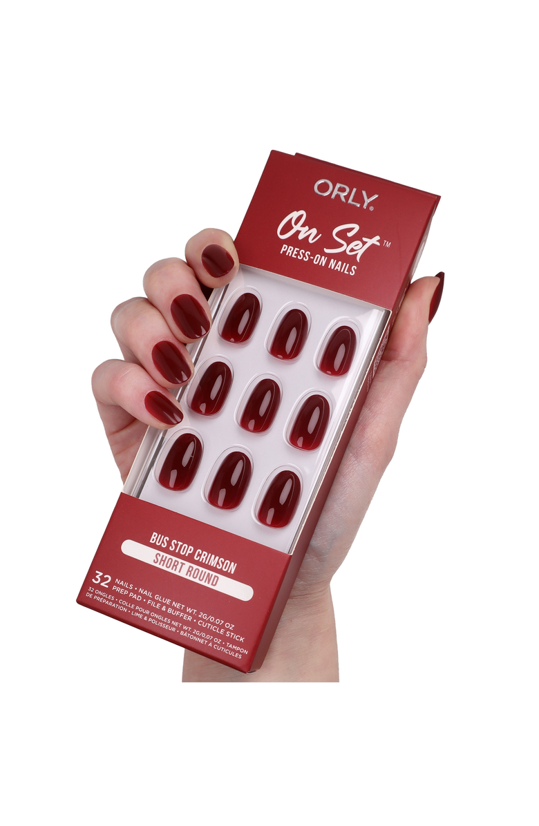 ORLY Bus Stop Crimson Solid Press-On Nails, Alternate, color, NO COLOR