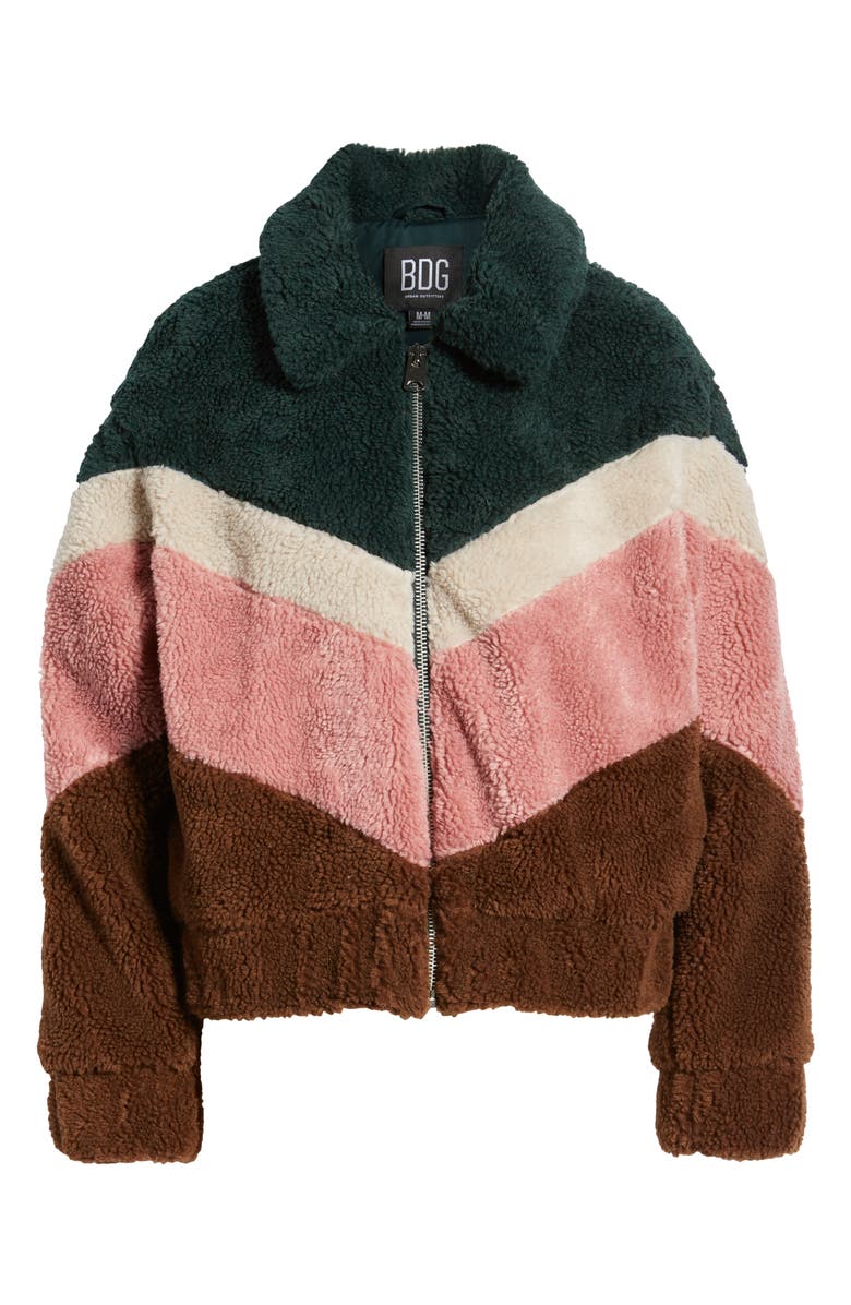 BDG Urban Outfitters Chevron Teddy Coat, Alternate, color, 