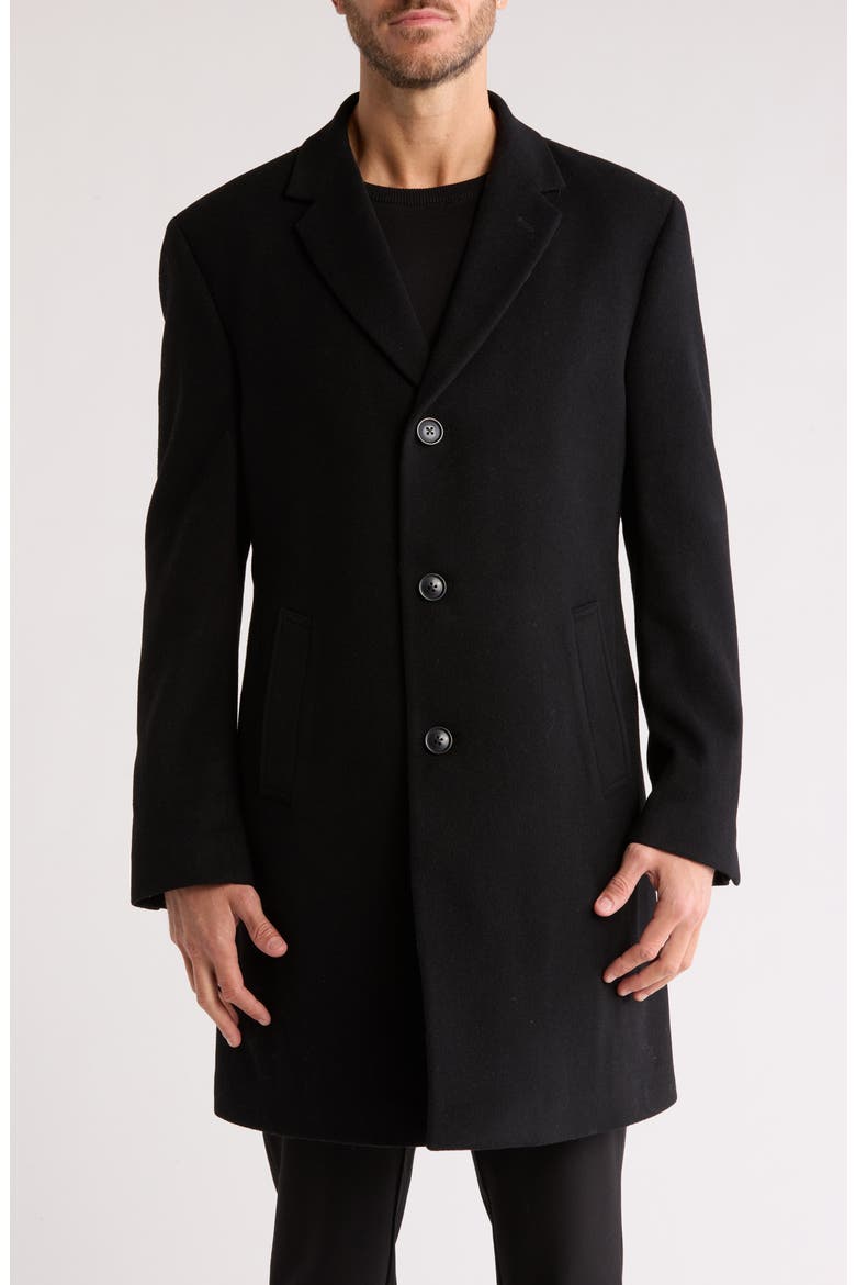 Wool Blend Top Coat, Main, color, BLACK