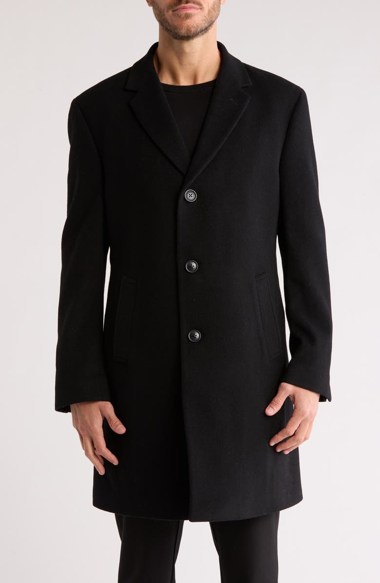 Nautica Wool Blend Top Coat, Main, color, Black
