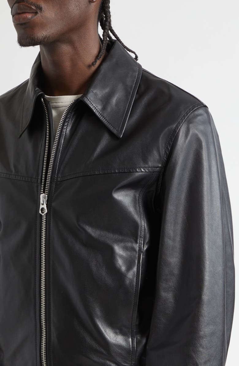 Lemaire Leather Blouson Biker Jacket, Alternate, color, Black