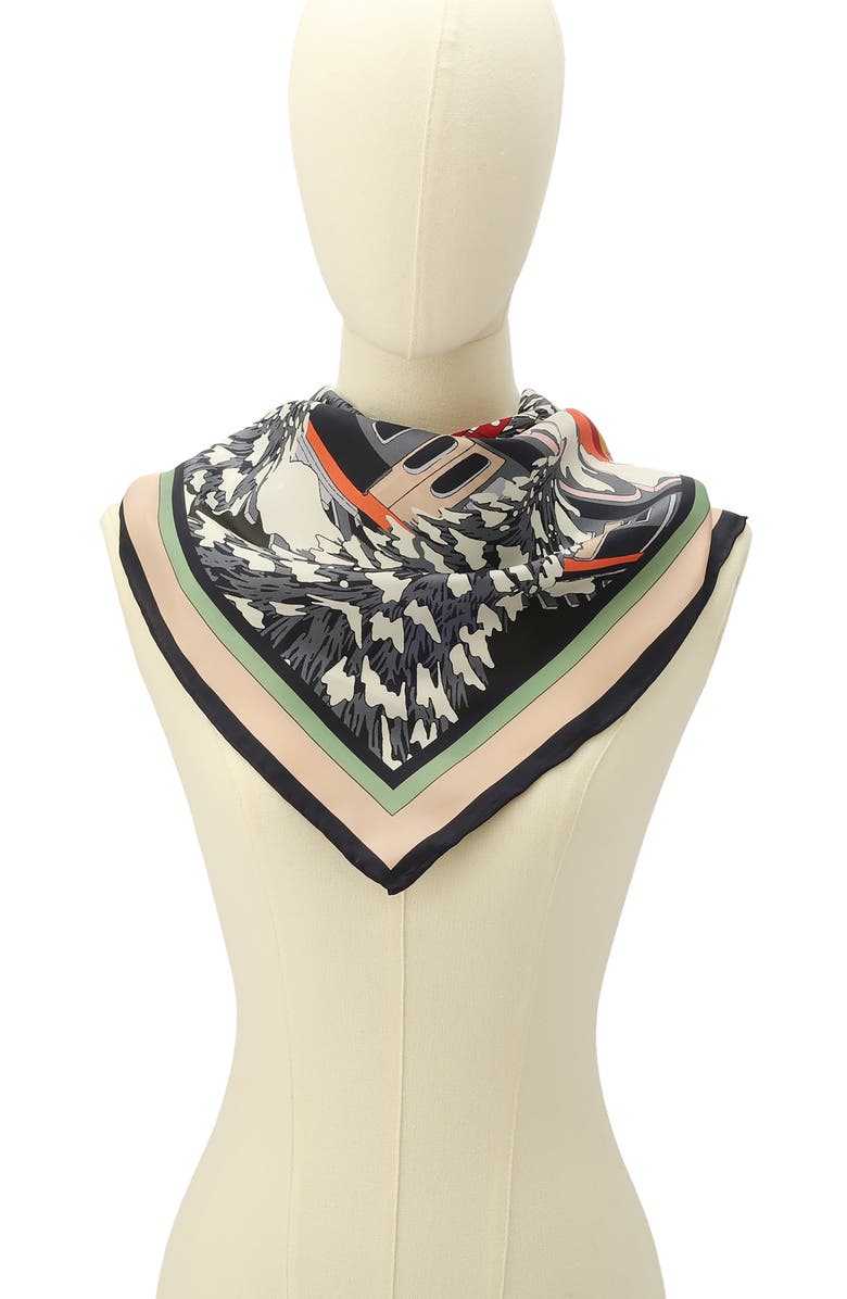 Kate Spade New York snow globe square silk scarf, Alternate, color, Black Multi