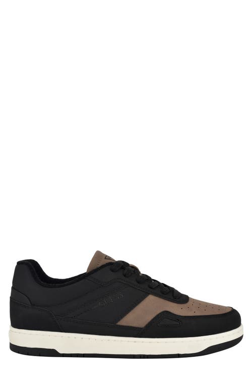 Guess Men's Tolyo Perf Toe Fashion Lace Up Sneakers In Black/taupe