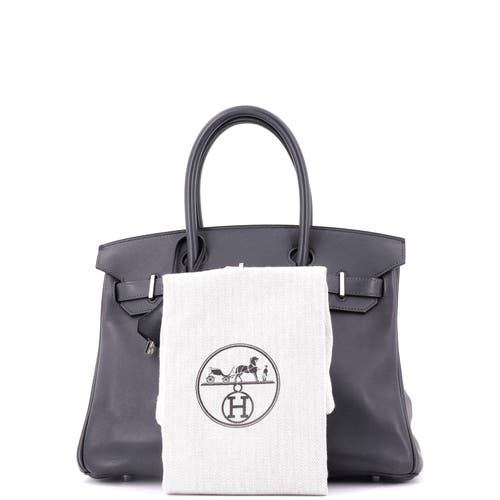 Pre-owned Hermes  Hermes Birkin Handbag Grey Swift With Palladium Hardware 30 In Blue
