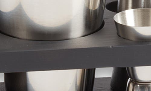 Bey-berk Bar Set With Cocktail Shaker Set And Wood Base In Multi