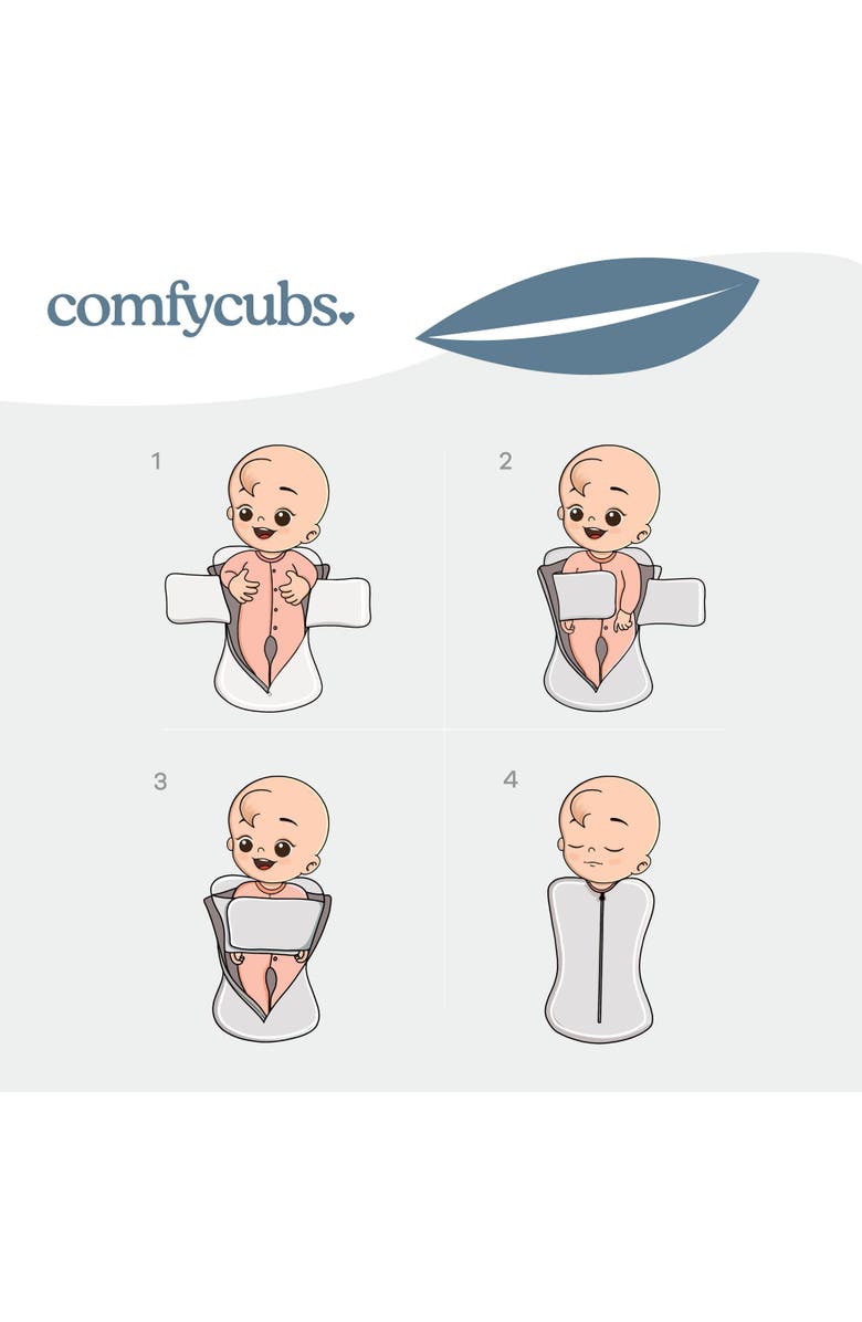 Comfy Cubs Easy Zipper Swaddle Blankets, Alternate, color, Gray