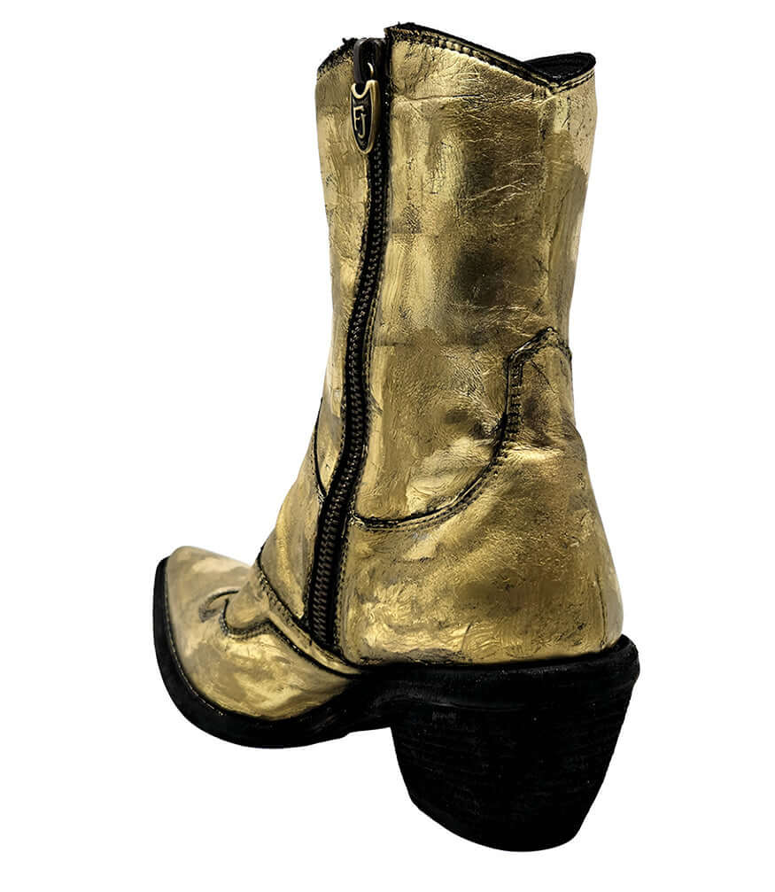 Laminated Pointy Toe Ankle Boot, Alternate, color, Gold