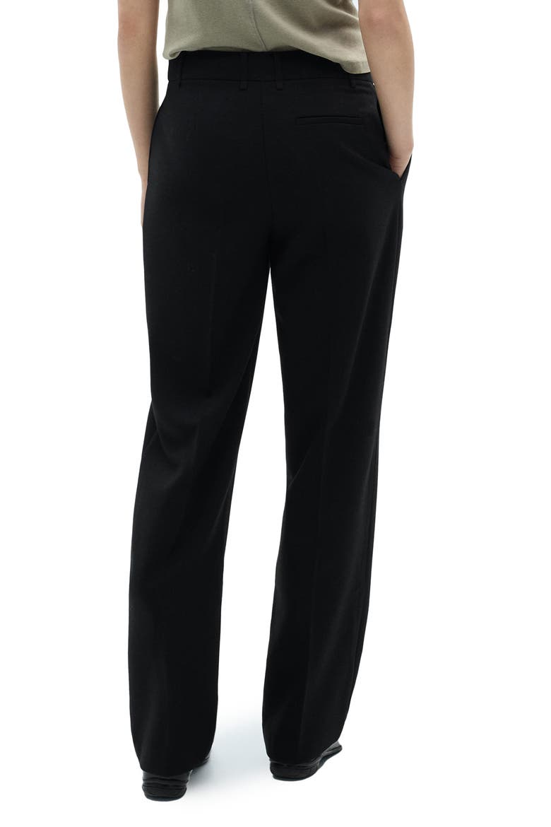 Pleated Straight Fit Pants, Alternate, color, BLACK