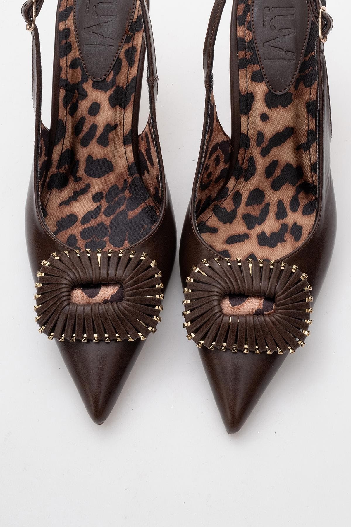 Spera Buckled Pointed Toe Pump, Alternate, color, Brown Pattern