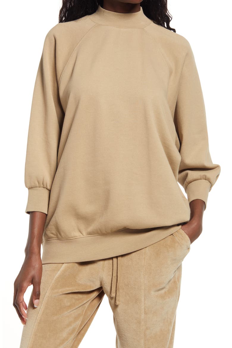 Mock Neck French Terry Pullover, Main, color, OAK