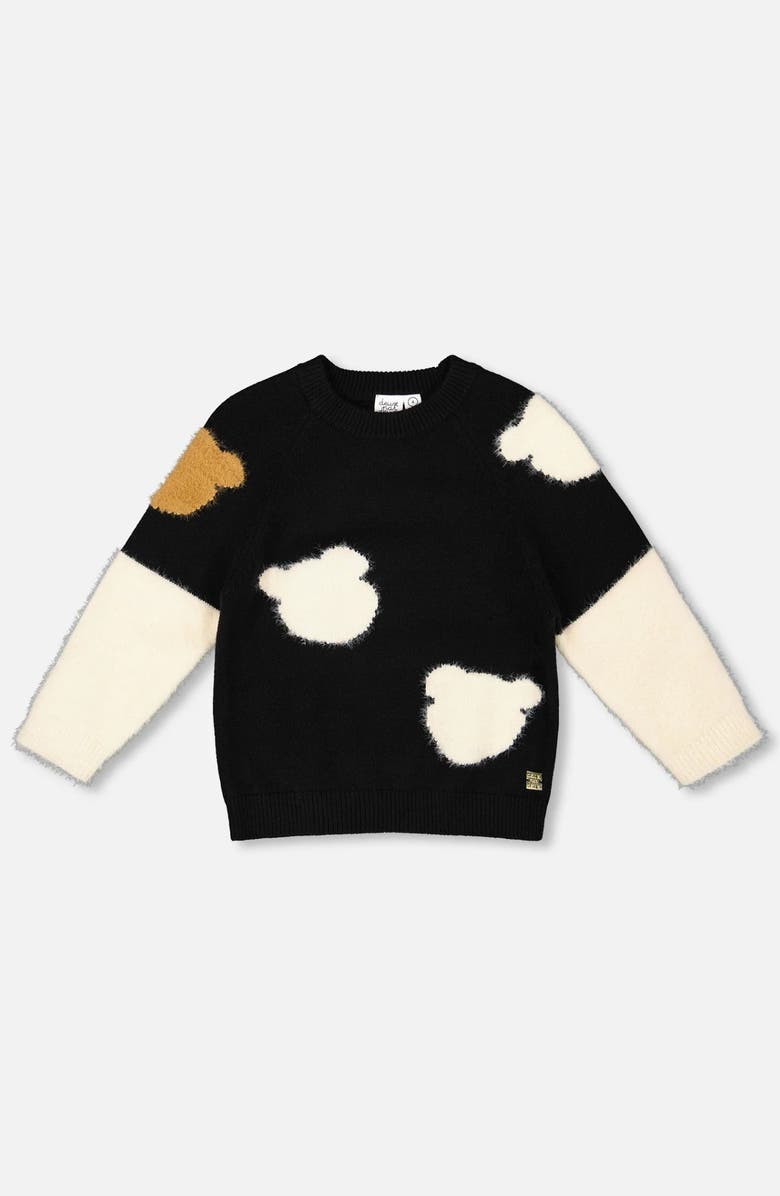 Deux par Deux Knitted Sweater with Bear Intarsia, Main, color, 