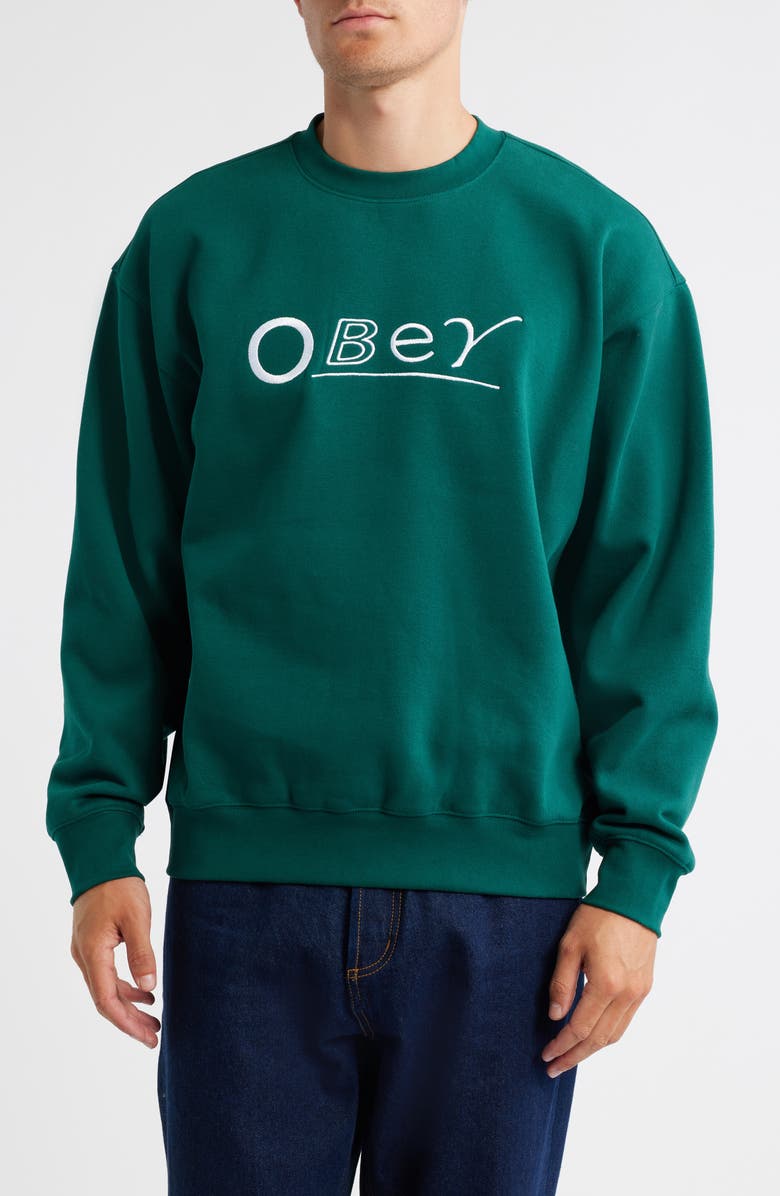 Obey Headlines Logo Sweatshirt, Main, color, Botanical Garden
