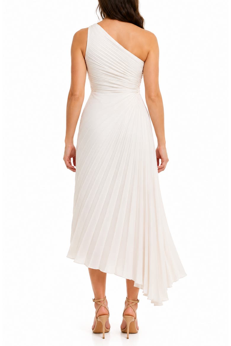 Pleated One-Shoulder Asymmetric Midi Dress, Alternate, color, CLOUD DANCER