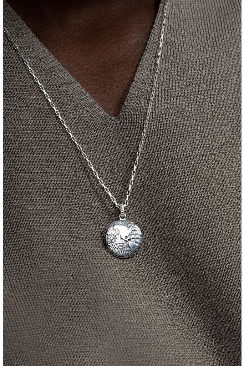 Men's One World Talisman Necklace, Alternate, color, Sterling Silver