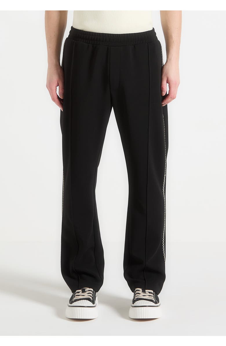 Manière De Voir Gael Contrast Whipstitch Relaxed Track Pants, Alternate, color, Black