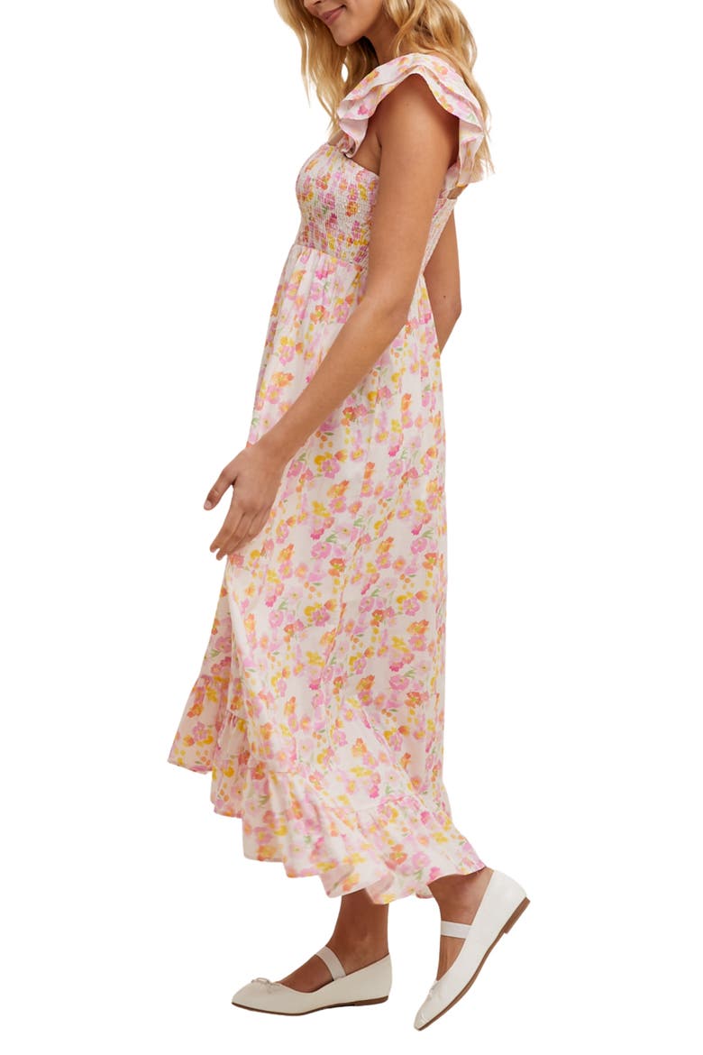 Floral Flutter Sleeve Maxi Dress, Alternate, color, PUNCH COMBO