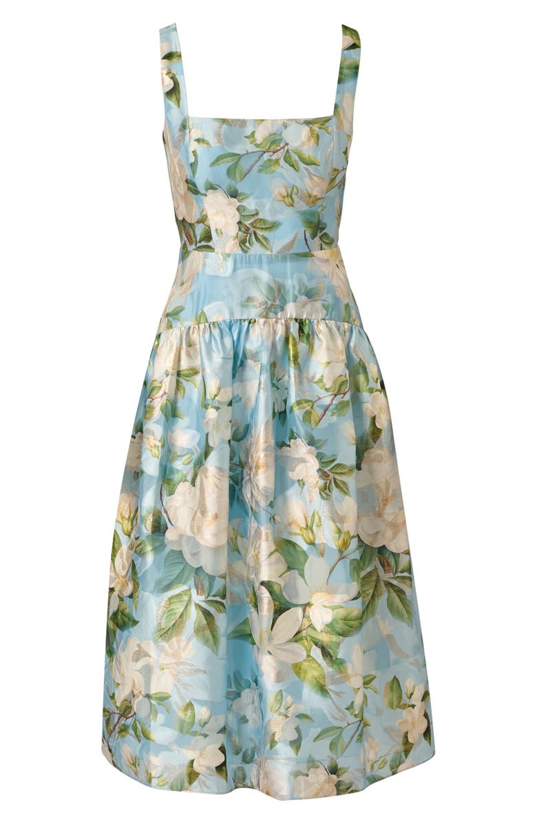 Adrianna Papell Gathered Floral Organza Midi Dress, Alternate, color, 