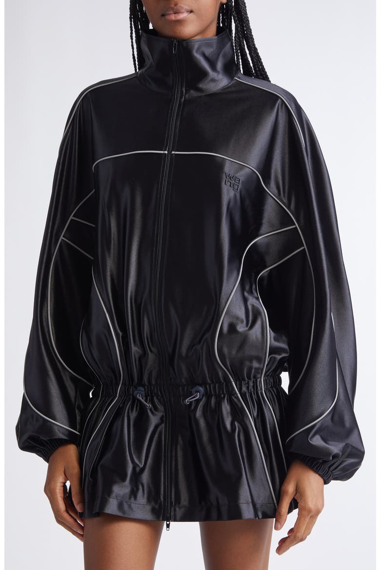 Piped Drop Waist Jacket, Alternate, color, BLACK
