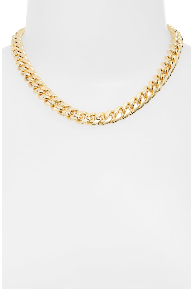 Tori Cuban Chain Choker Necklace, Alternate, color, GOLD