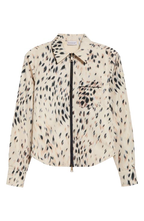 Animalier Print Zip Front Shirt