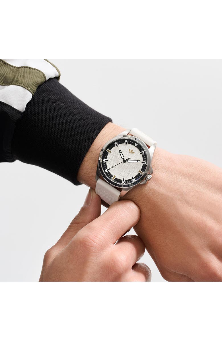 adidas AO Fashion Iconic One White Silicone Strap Watch, 40mm, Alternate, color, White