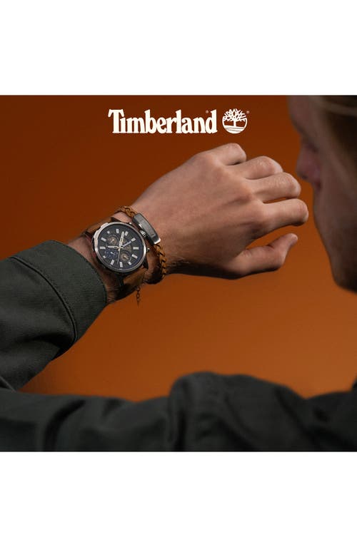 Timberland Hampton Harbour Multifunction Chronogrpah Leather Strap Watch, 46mm In Brown