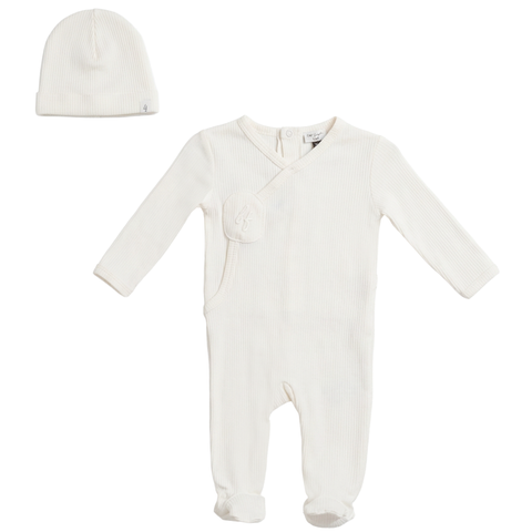 Soft Modal Rib Wrap Front Romper and Hat Set