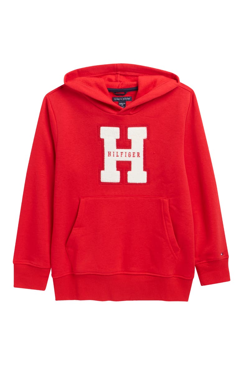 Kids' Chenille H Hoodie, Main, color, TOMMY RED