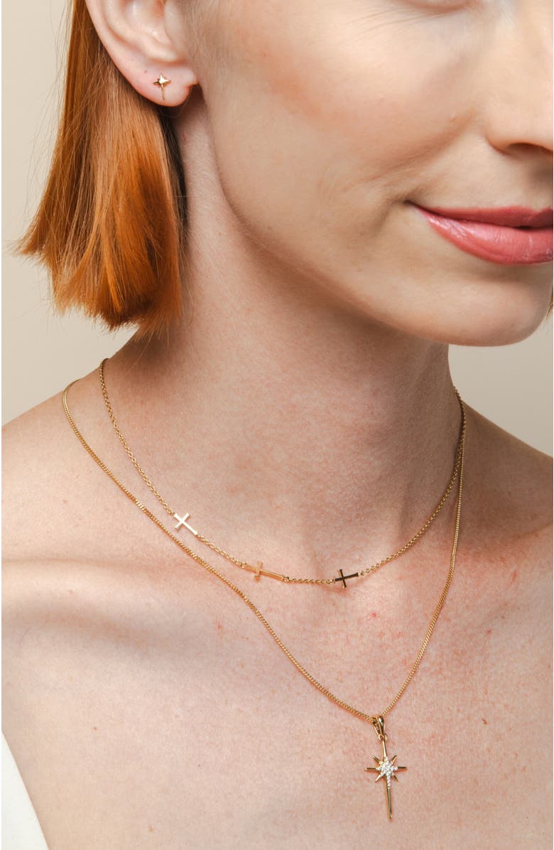 Rizen Jewelry Adoring Star Necklace, Alternate, color, 18K Gold Plated