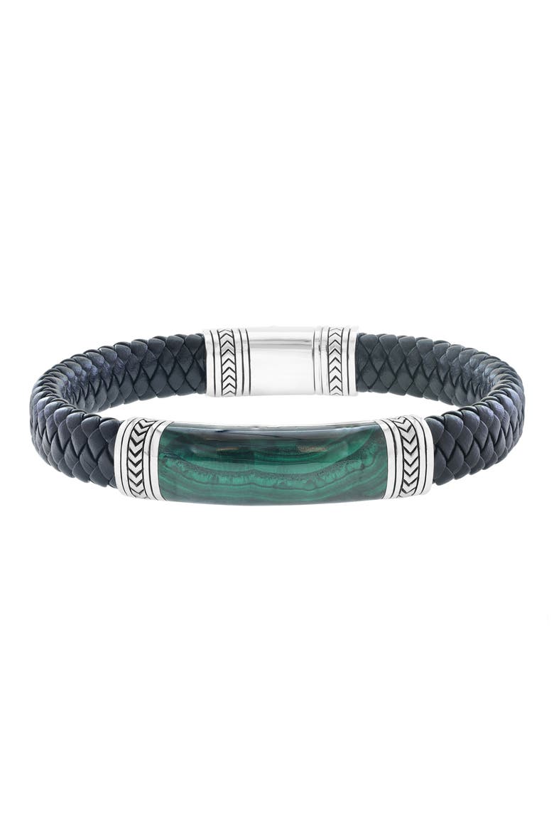 Malachite & Leather Bracelet, Main, color, GREEN