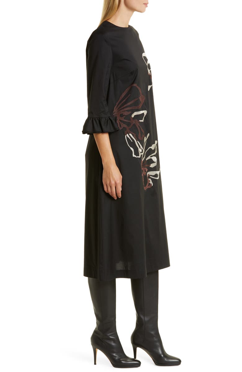Misook Floral Embroidered Midi Dress, Alternate, color, 