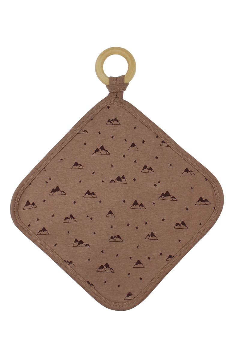 L'ovedbaby Print Organic Cotton Lovey with Removable Teething Ring, Main, color, Latte Mountain