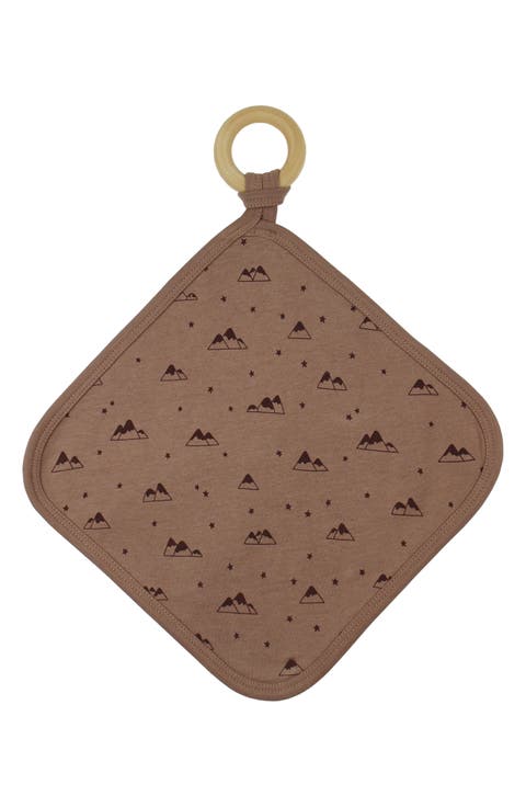 Print Organic Cotton Lovey with Removable Teething Ring