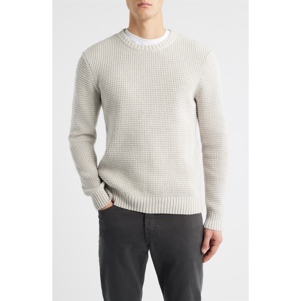 James Campbell Laggan Waffle Stitch Crewneck Sweater In White