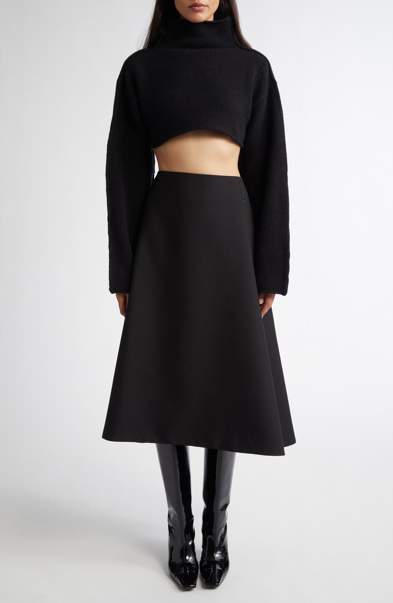 Marni Funnel Neck Virgin Wool Crop Sweater, Alternate, color, 