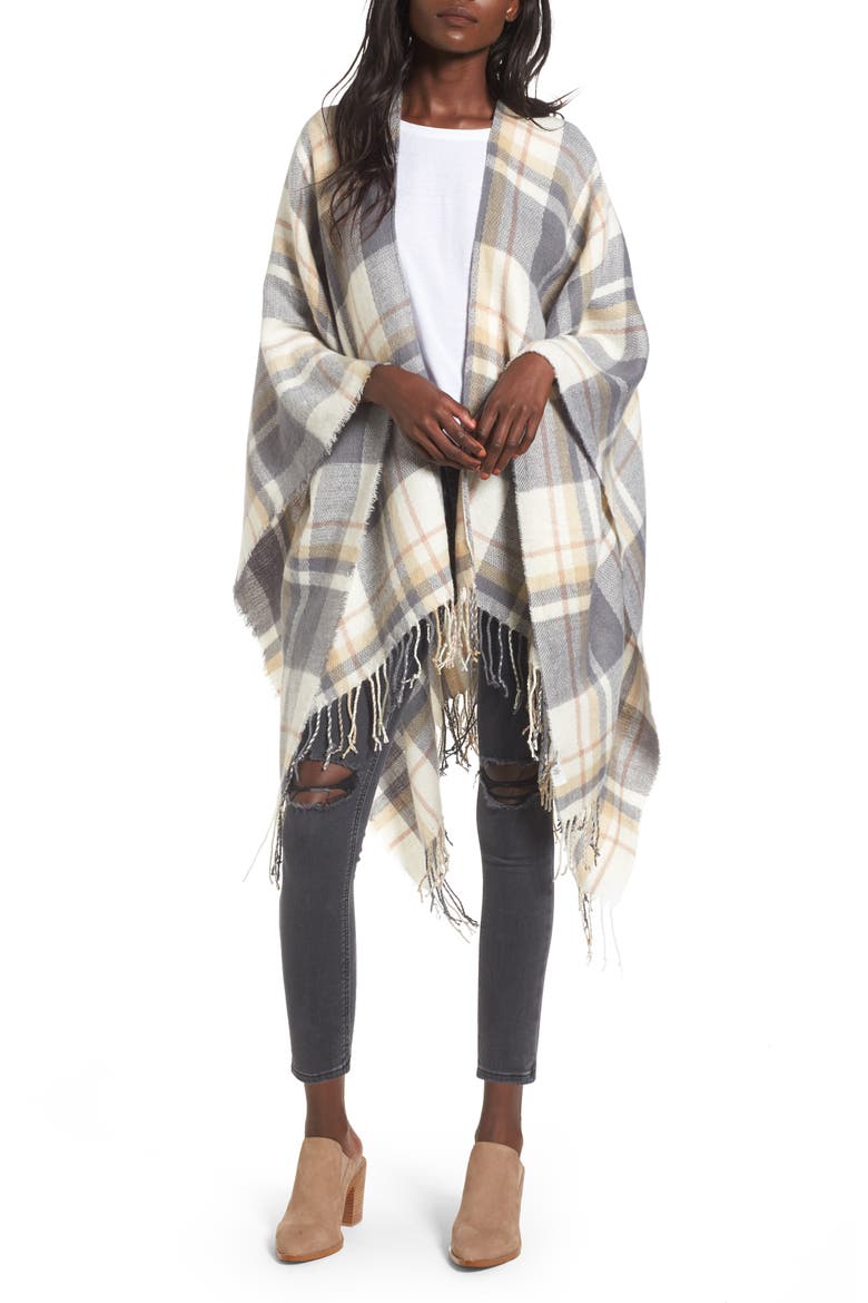 Plaid Cape, Main, color, GREY MULTI