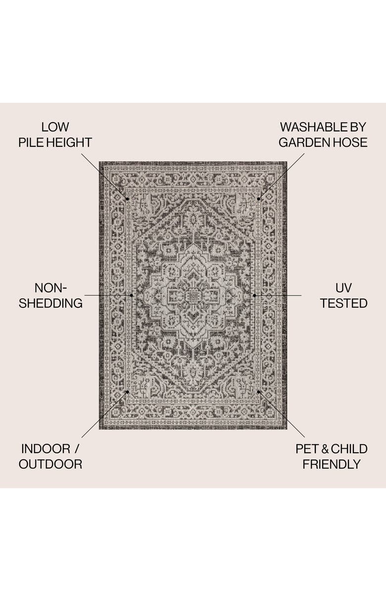 JONATHAN Y Sinjuri Medallion Textured Weave Indoor/Outdoor Area Rug, Alternate, color, Gray/Black