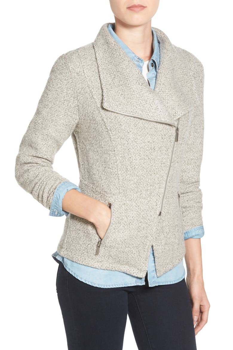 Knit Moto Jacket, Alternate, color, HEATHER GREY
