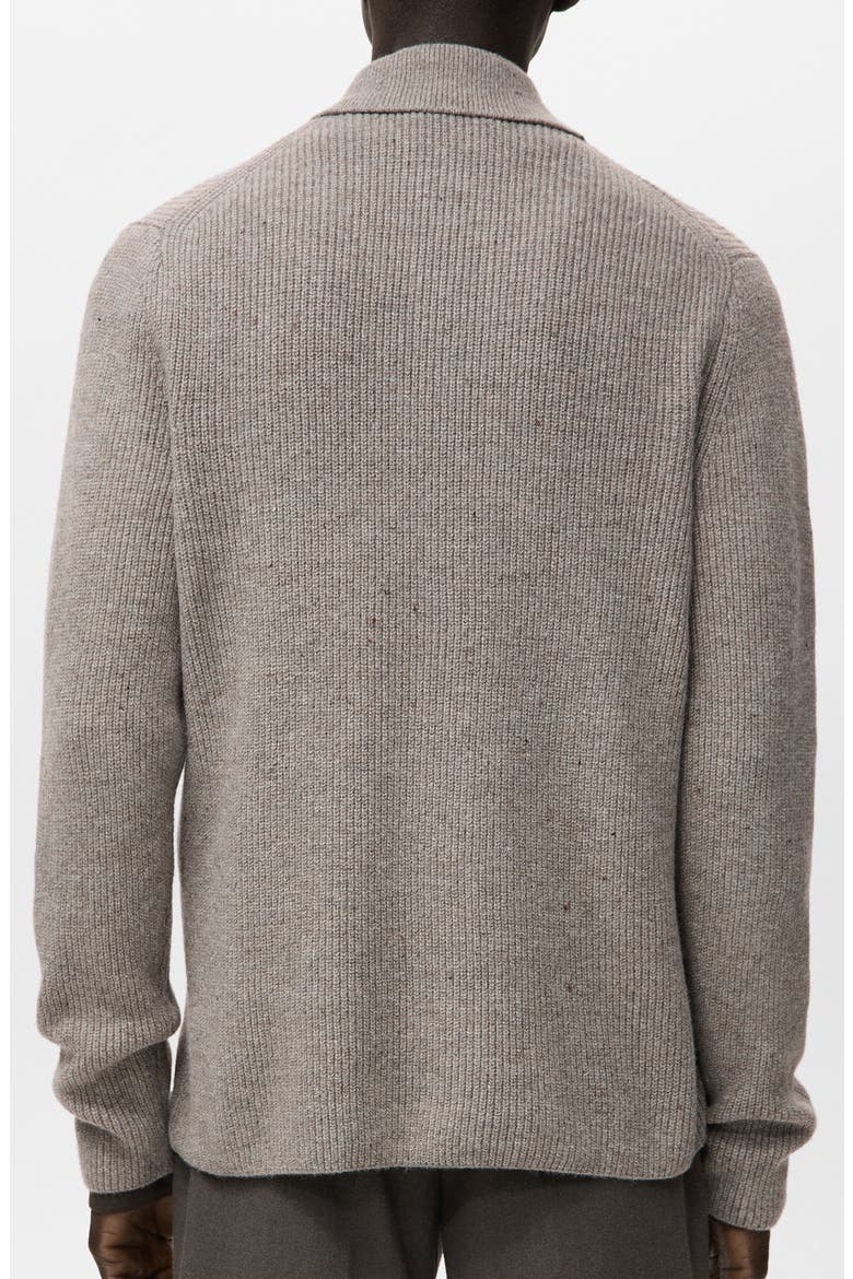 Rib Collar Cardigan, Alternate, color, MEDIUM BROWN GREY