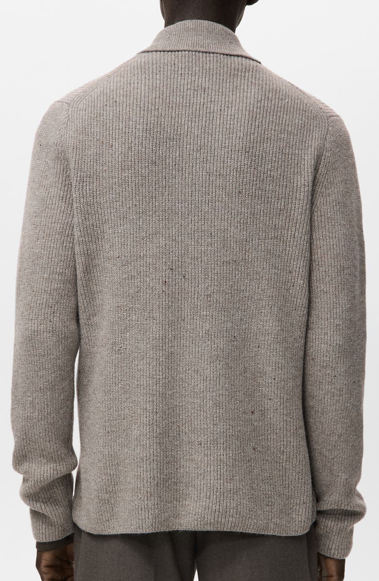 MANGO Rib Collar Cardigan, Alternate, color, Medium Brown Grey