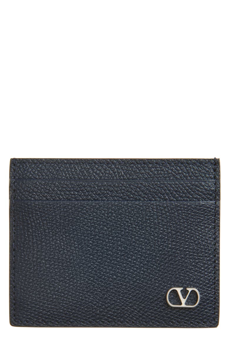 VLOGO Leather Card Holder, Main, color, MARINE