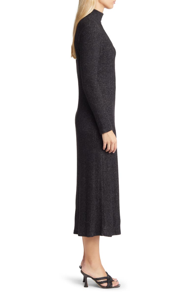 Loveappella Cutout Long Sleeve Midi Dress, Alternate, color, Black