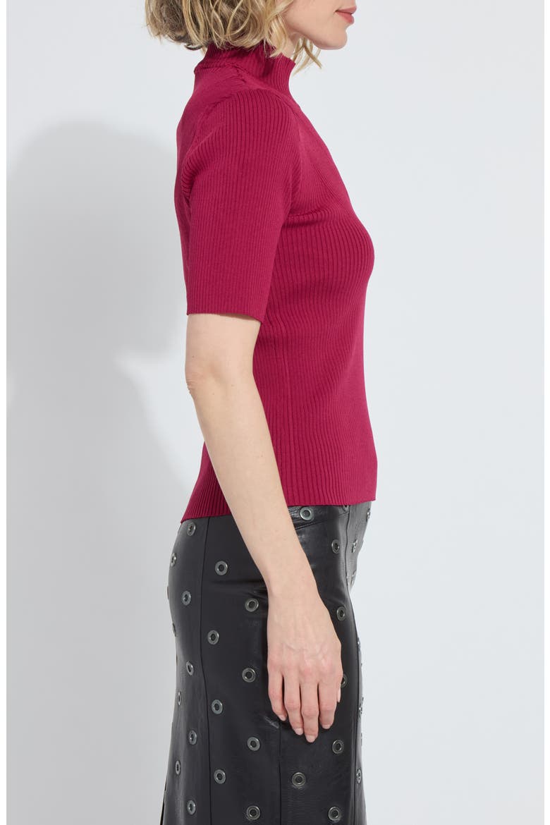 Bernadette Mock Neck Short Sleeve Sweater, Alternate, color, FUCHSIA RED