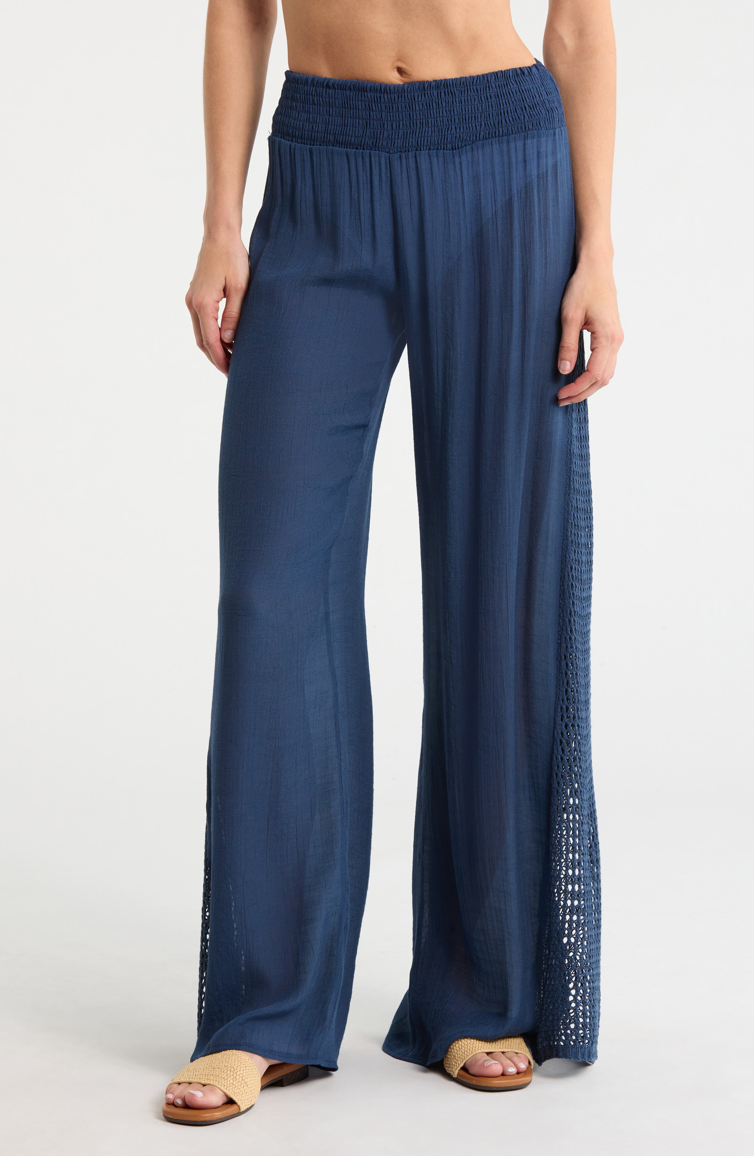 Elan Crochet Panel Cover-Up Pants