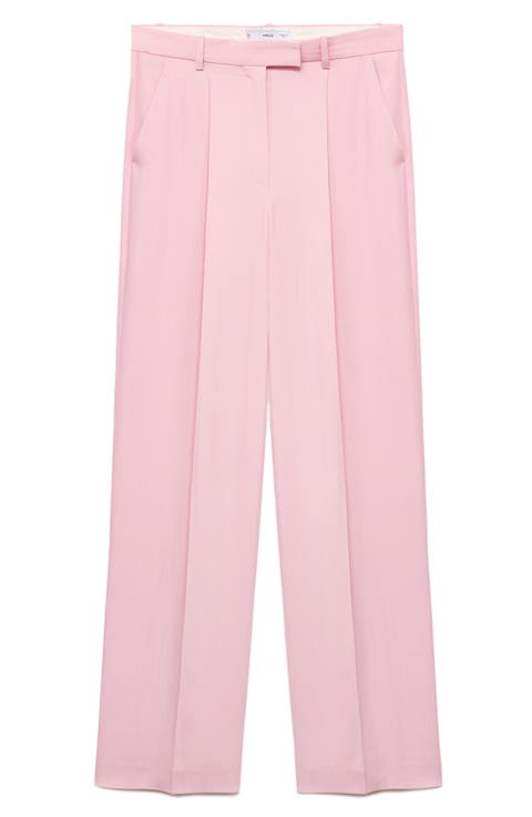 Pleat Front Wide Leg Pants